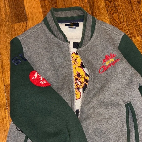 Superdry varsity boys Gray Green Jacket embroidered US 6 M Small - Picture 4 of 11